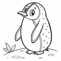 Fototapeta premium Black and White Penguin Doodle for Coloring Page 