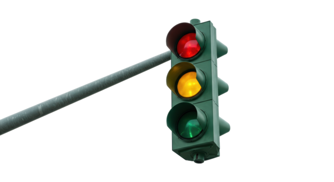 Isolated Traffic Light with All Colors On