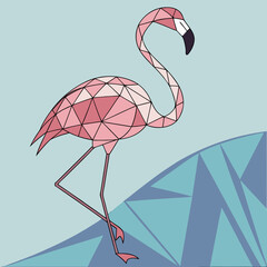 Stylized Flamingo in Low Poly Vector Style
