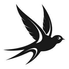 Swallow Silhouette in Vintage Tattoo Style
