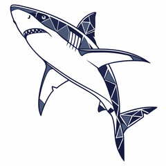 Stylized Shark in Low Poly Vector Style
