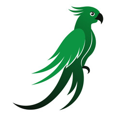 Tropical Parrot Silhouette with Long Tail Feathers
