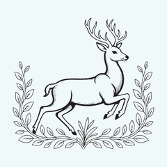 Elegant line art drawing of a deer head.