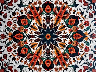 Colorful Tribal Flower Motif - Symmetrical Background