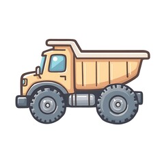 Cartoon Dump Truck Illustration with Big Wheels Isolated on White