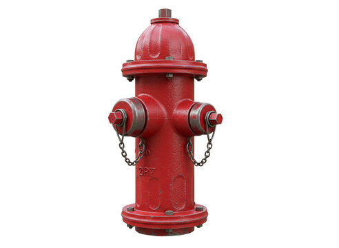 Classic red fire hydrant isolated on transparent background