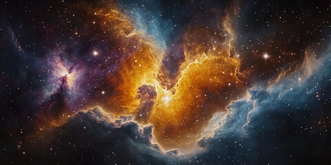 Obraz premium Celestial Tapestry A Dazzling Display of Cosmic Colors, Gas, and Dust Nebulae in Deep Space.