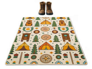 Camp rug png outdoor rug png camping mat png picnic rug png foldable camp rug png waterproof rug png camping accessory png transparent background image