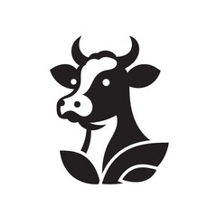cow logo icon illustration flat
