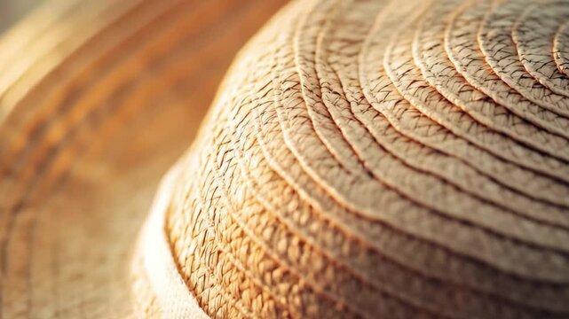 Animation of cozy summer hat made of straw 