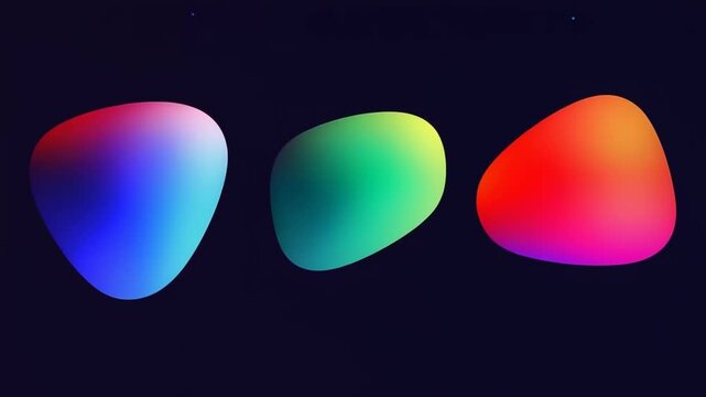 Abstract colorful rounded shapes with neon glow on black background