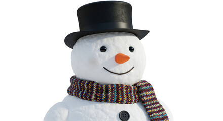 Isolated Smiling Snowman with Scarf and Hat