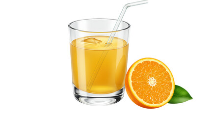 Isolated Orange Juice with Straw