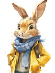 Cartoon rabbit sitting. Cute bunny illustration isolated on white background