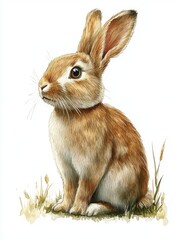 Cartoon rabbit sitting. Cute bunny illustration isolated on white background