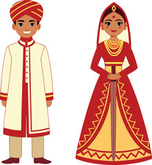 Indian couple in traditional wedding attire