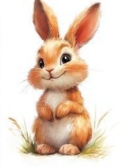 Cartoon rabbit sitting. Cute bunny illustration isolated on white background