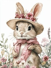 Cartoon rabbit sitting. Cute bunny illustration isolated on white background