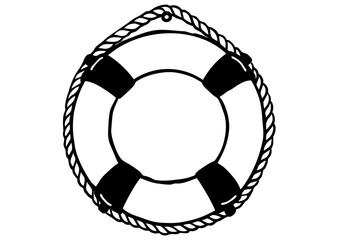 Hand drawn lifebuoy isolated on transparent background, for design element. Vector illustration.