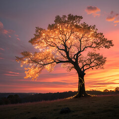 sunset in the forest