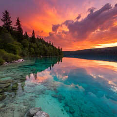 sunset on the lake