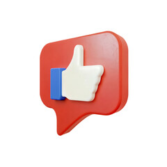 Thumb Up Like 3D Icon transparent background – Positive Feedback, Approval, Social Media, and Voting Symbol – Rendered in Isometric Perspective