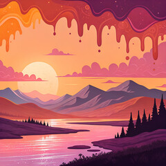 sunset over the mountains