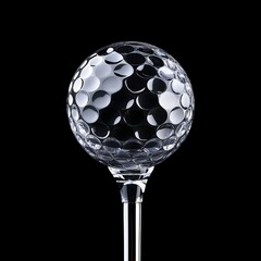 Crystal Golf Ball on Tee Against Black Backdrop, Sports, Luxury