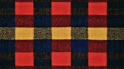 Vibrant and Cozy Checkered Fabric Swatch Showcasing Classic Patterns and Textures for Design Use