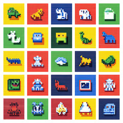 Pixelated animal grid art isolated on transparent background