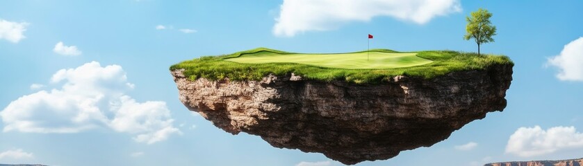 Floating Golf Green Island in the Sky Unique Course, Dreamscape , Golfing