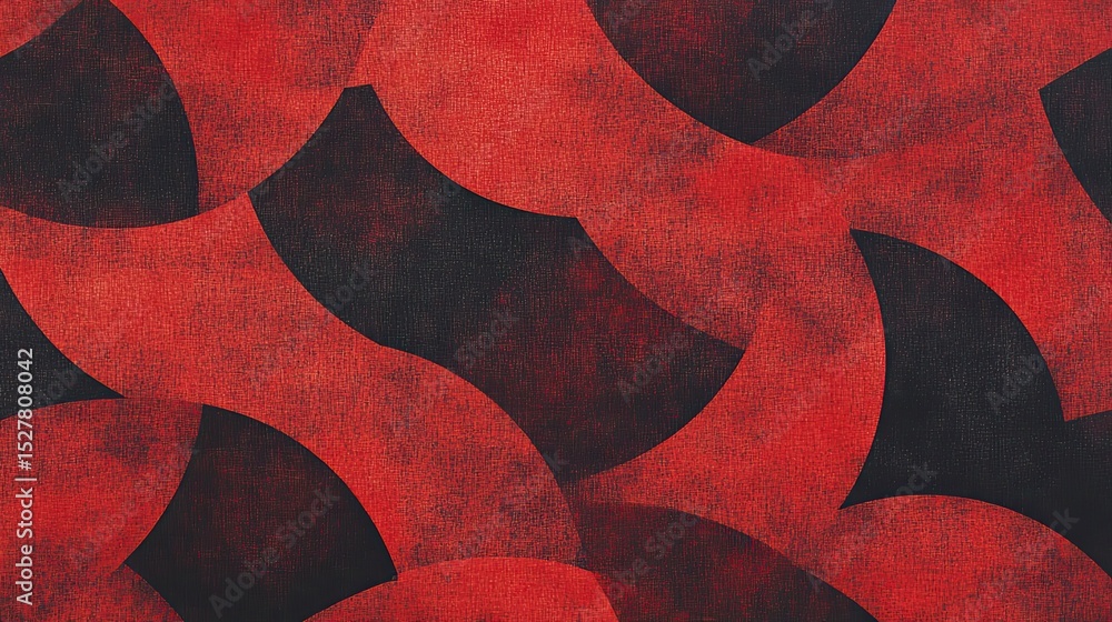 Poster abstract textured pattern of red and black curved shapes