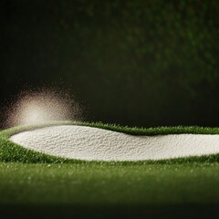 Golf Bunker Shot Sand Explosion on the Green, Golf, Sport