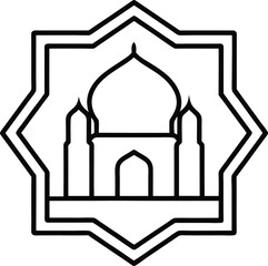 Mosque Within Quranic Frame Vector Design vector line art illustration