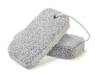 Two pumice stones close-up on a white. Isolated