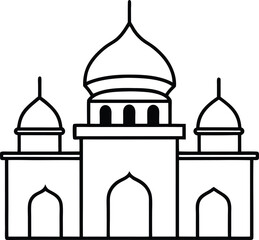 Vintage Illustration of Old Arabic Mosque vector line art illustration