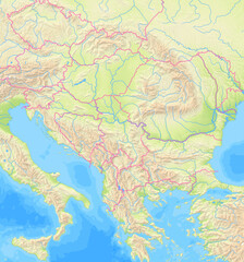 Map of Serbia and surrounding countries without any labels