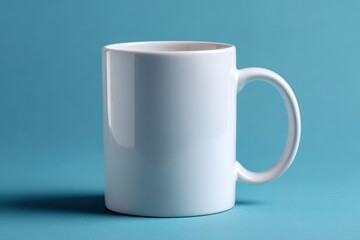 Obraz premium White ceramic mug with handle centered on background