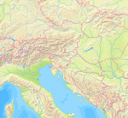 Map of Slovenia and surrounding countries without any labels
