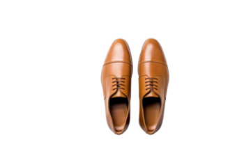 Pair of brown leather oxfords, classic and elegant men's footwear. background removed