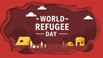 Powerful World Refugee Day Animated Visual with Mountains and Tents – Great for Human Rights Projects, Educational Content, and June 20th Global Awareness Initiatives