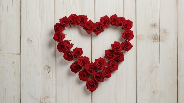 red heart on wood background