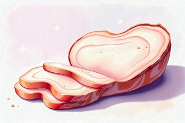 pastel Illustration of sliced pork bacon