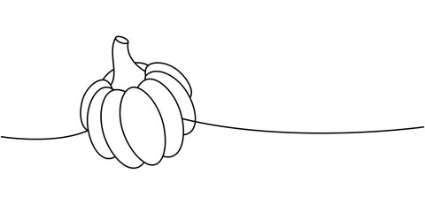 Autumn pumpkin one line continuous drawing. Fresh organic vegetable. Vector illustration