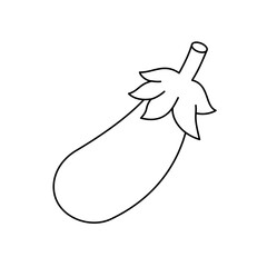 Eggplant outline symbol. Fresh organic vegetable. Natural vegetarian food. Healthy eating. Vector illustration
