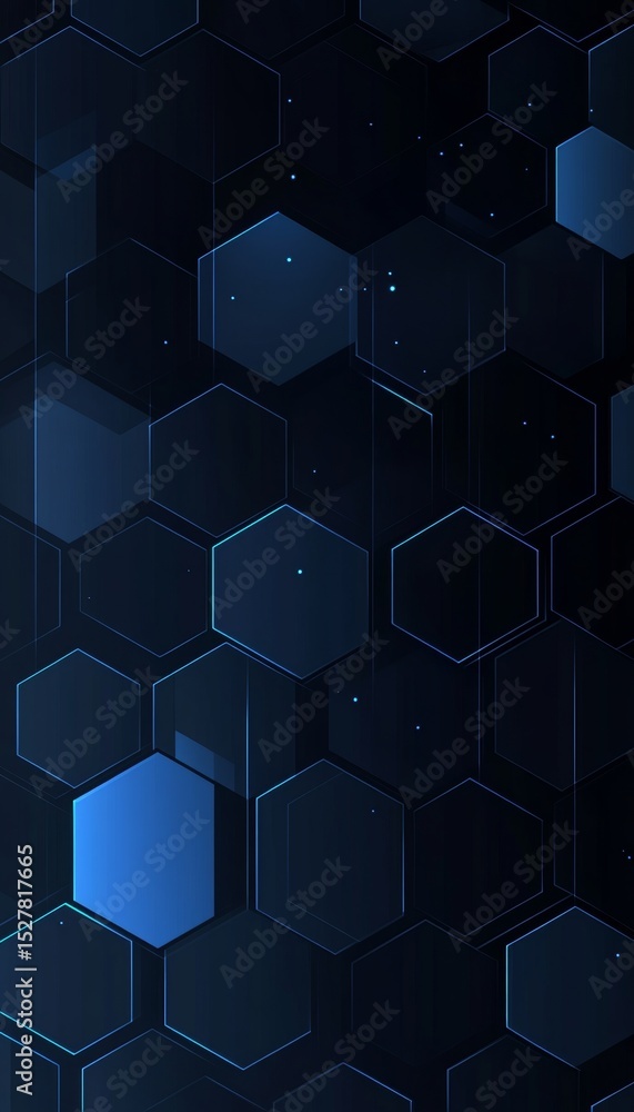 Poster stunning abstract background featuring dark blue hexagonal tiles in a seamless design pattern