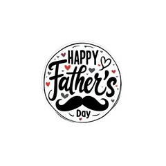 Happy fathers day celebration illustration featuring mustache design and heart symbols ideal for greeting cards