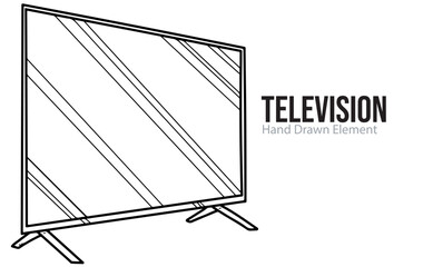 Fototapeta premium Television hand drawn sketch vector shape, editable, black line, outline, simple design, electronic device, technology