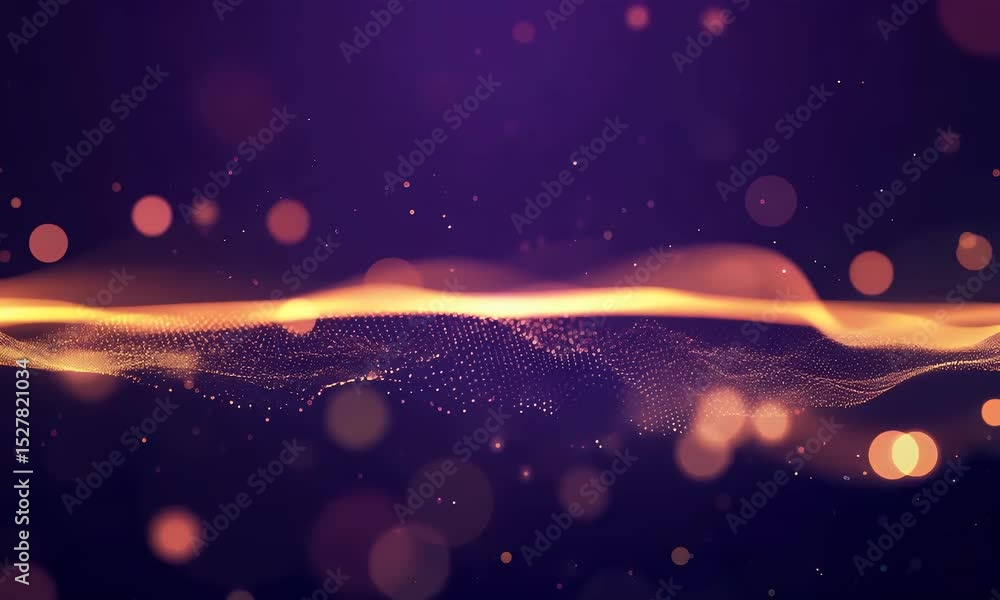 Aufkleber abstract digital wave with glowing particles flowing across a dark gradient background.