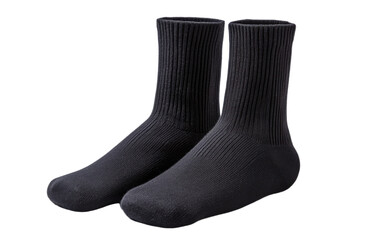 Two black socks with white stripes on them